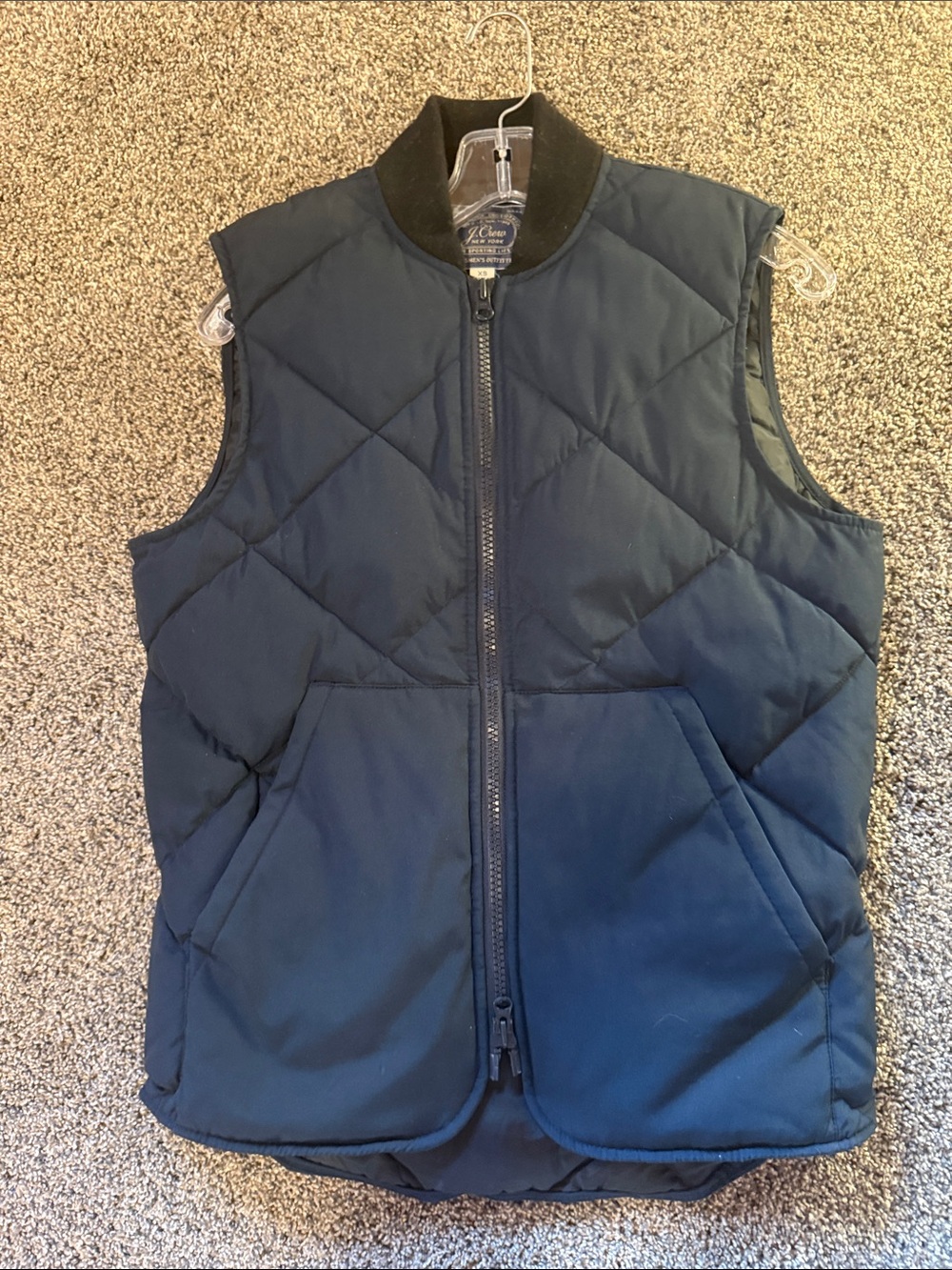 J. Crew Navy Quilted Puffer Vest with Stand Collar